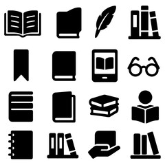 Reading Icons: A set of essential reading-related icons designed to highlight the different forms of books, the joy of reading, and related objects. 