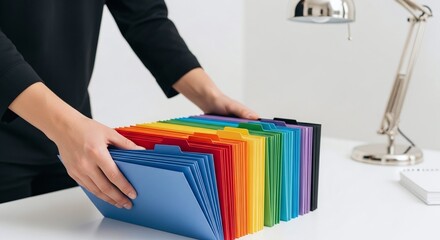 Colorful Accordion File Organizer Organizing Documents for Efficiency and Productivity