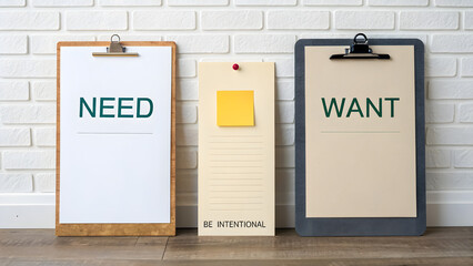 Display of Need and Want Categories on Clipboard Boards