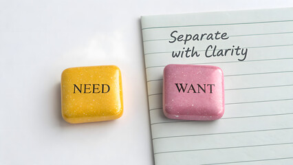 Need and Want Concepts on Shimmering Blocks with Text