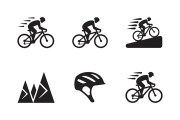 Fototapeta premium Collection of bicycle riding and mountain icons
