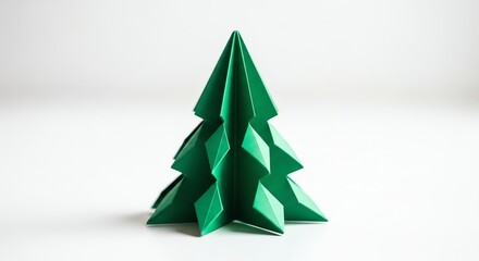 Fototapeta premium Green origami Christmas tree decoration