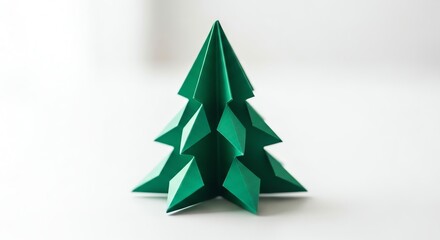 Obraz premium Green origami Christmas tree decoration