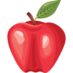 Vibrant Red Apple With Green Leaf And Brown Stem On Transparent Background Healthy Food Fresh Fruit Isolated Studio Shot