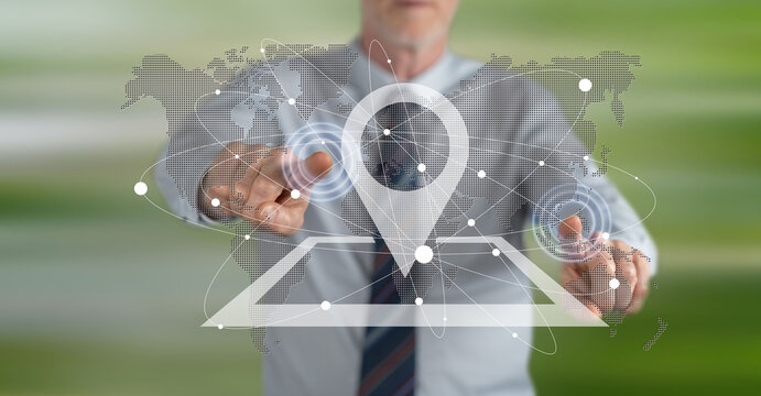 Man touching a gps concept
