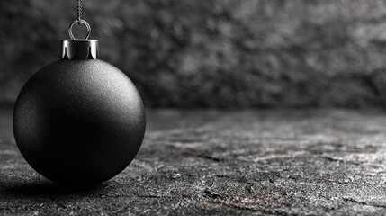Black Christmas Ornament on Rustic Surface
