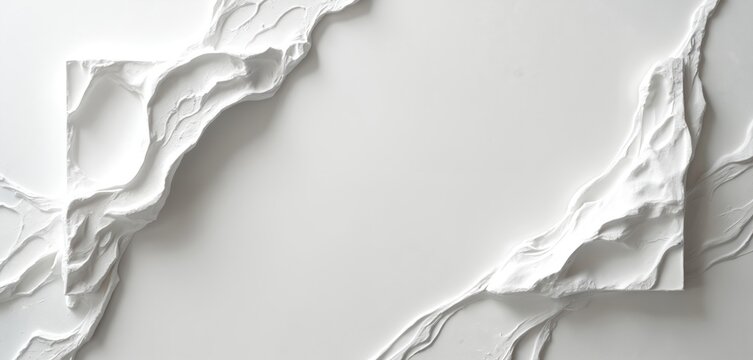 Abstract white textured art background. Minimalist design features organic shapes, structured composition. Concept clean pure modern aesthetic ideal for creative projects. Image represents calm