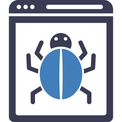 Web Browser Window Displaying A Large Blue Insect Icon Representing A Bug Or Malware Threat On A White Background The Icon Is Dark Blue With White Accents And Has A Segmented Body And Antennae The