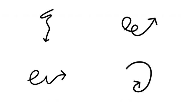 Hand drawn arrows doodle sketchy directional indicators graphic elements set