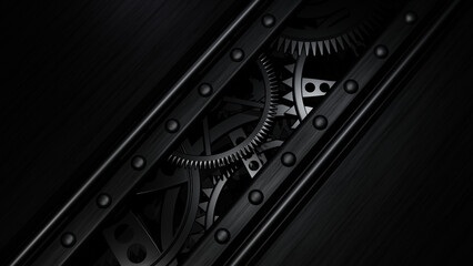 Dark Abstract Mechanical Gears Background