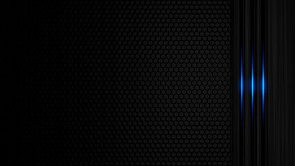 Dark Grey Metallic Hexagon Mesh with Blue Neon