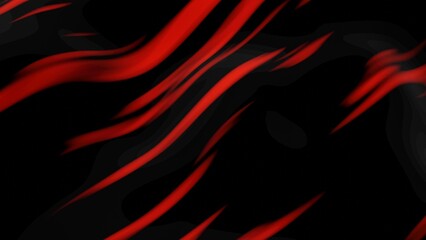 Dynamic and flowing ribbons of intense red on a black backdrop