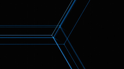 Glowing Blue Geometric Hexagon on Black Background