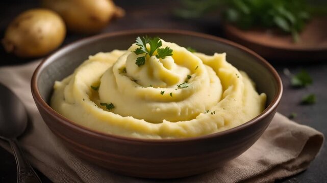 Delicious creamy mashed potatoes in a bowl, a culinary delight
