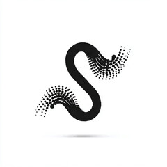 Obraz premium Black Dot Pattern Forming Wavy Line on White