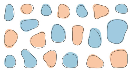 Abstract collection of organic shapes in pastel colors with outline, perfect for design and decoration