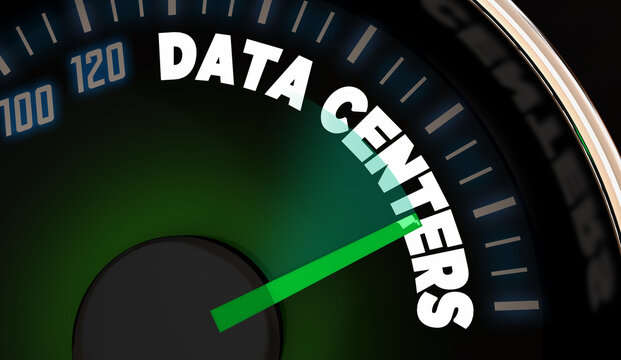 Data Center Speedometer AI Computing Facility Processing Power Increase 3d Illustration