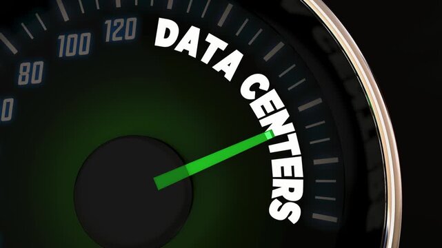 Data Center Speedometer AI Computing Facility Processing Power Increase 3d Animation