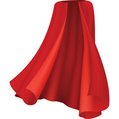 Vibrant Red Flowing Cape Fluttering in the Wind Against a Transparent Background Symbolizing Power and Fantasy