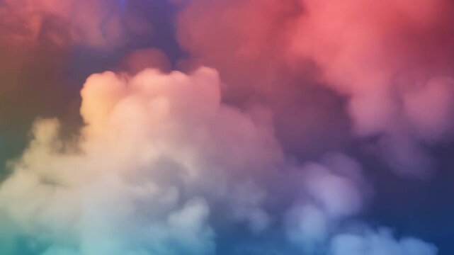 Abstract painting of dreamy and colorful clouds in the sky