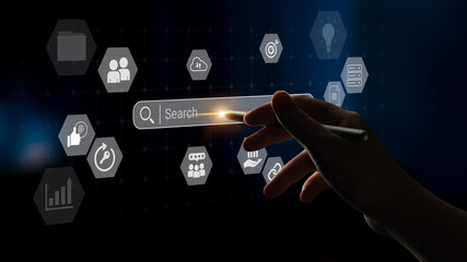 Search bar representing digital marketing, SEO analysis, and network data management Parse