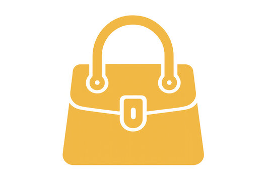 Yellow handbag icon representing fashion accessories, shopping, style, and luxury, transparent background