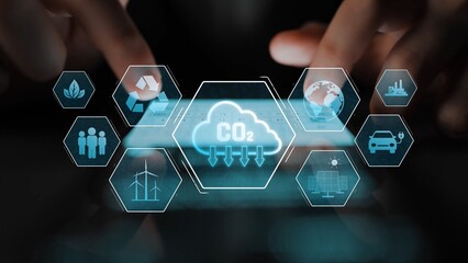 Carbon reduction at the center of sustainable strategies, including renewable energy, recycling, clean water, innovation, global responsibility, and eco-friendly industry Marrow