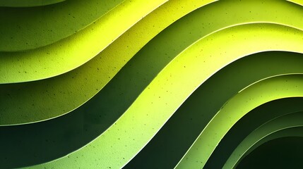 Series of undulating layers create a dynamic abstract background with bright green illumination