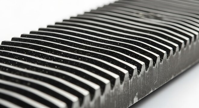 Close-up of an Industrial Metallic Rack with Uniform Grooves Pattern