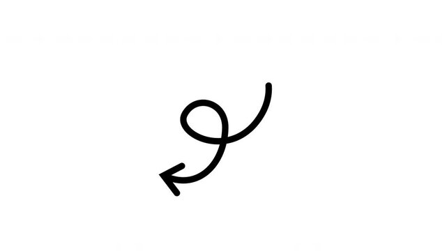 Curly arrow doodle hand drawn direction pointer