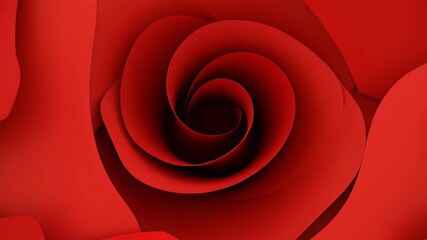 A captivating abstract animation features a vibrant red pattern continuously swirling and unfolding, creating a dynamic, immersive visual tunnel. Rich crimson hues and fluid motion evoke passion, eleg