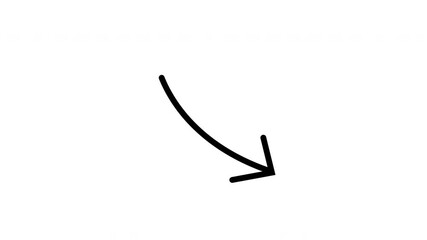 Curved arrow down right direction pointer symbol