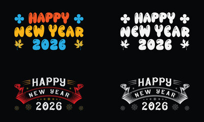 Obraz premium Happy New Year 2026 vector designs: Celebration, fireworks, and typography.