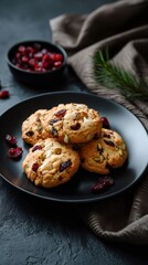Cranberry cookies with white chocolate and pistachio for holidays