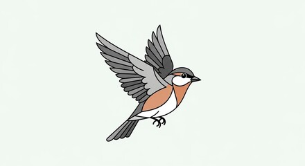 Obraz premium Bird in Flight - A Detailed Illustration on a Plain Background.