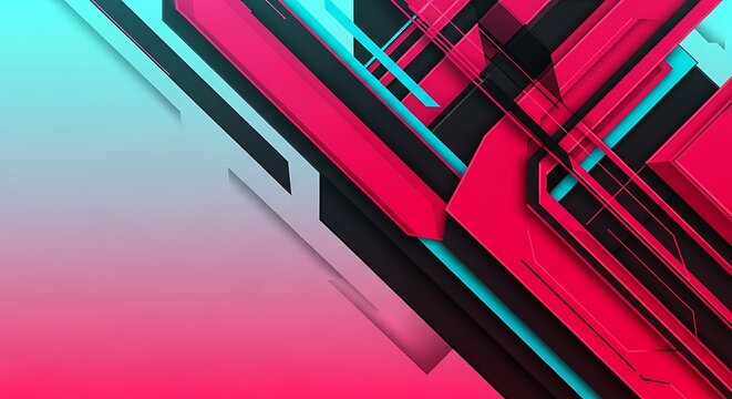 Dynamic interplay of geometric shapes forming an abstract composition