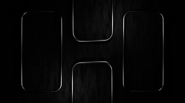Metal dark square lines falling continuously over dark black abstract background