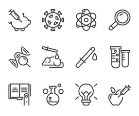 Clinical trials line icons. Set of outline symbols, simple graphic elements, modern linear style black pictograms collection. Vector line icons set