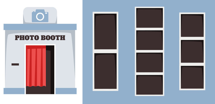 Photo booth machine pictures film cabin concept. Vector design graphic illustration