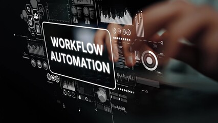 Modern Technology Interface for Workflow Automation with Data Visualizations and Hands on Keyboard....