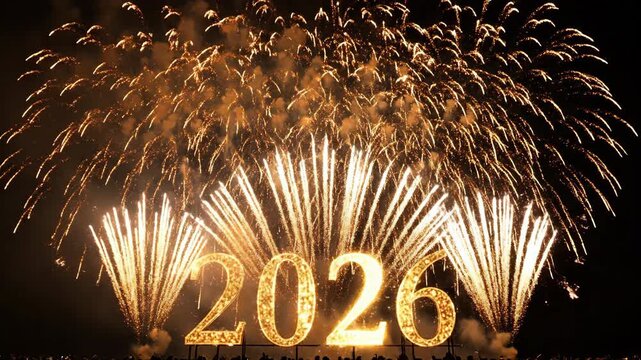 Celebrate the future with a spectacular fireworks display marking the year 2026 and festive occasion