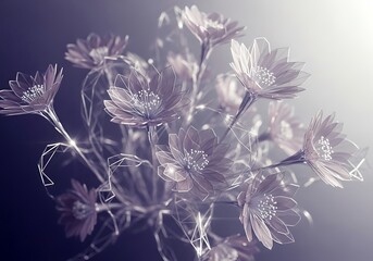 Ethereal floral arrangement in low poly style with geometric elegance