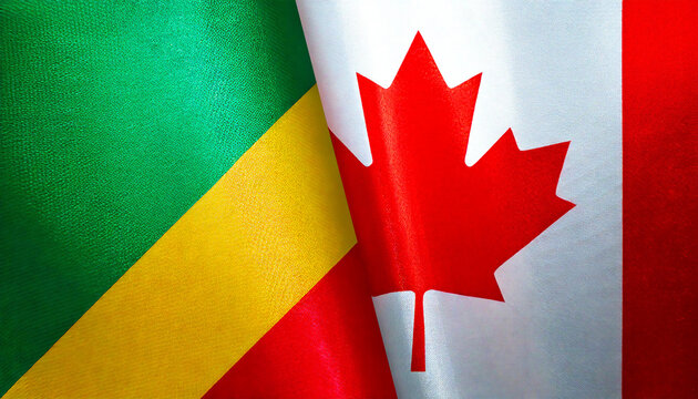 カナダの国旗とコンゴ共和国の国旗(canada flag & Congo flag.)
