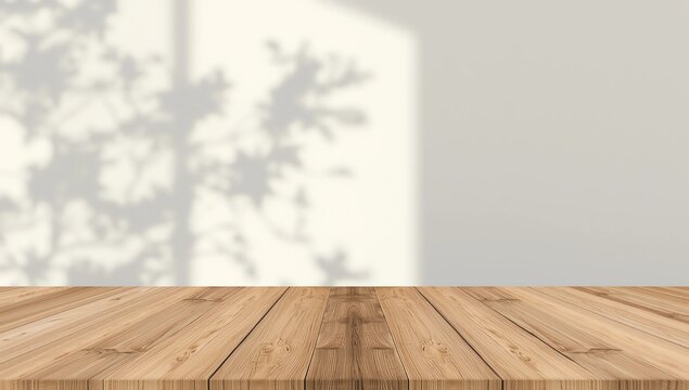 Empty wooden table on abstract gray background for product presentation, copy space