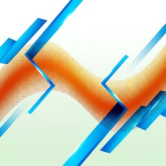 Vibrant abstract design with geometric shapes and halftone gradient