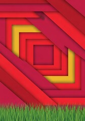 Vibrant geometric layers with a touch of natural green serenity element