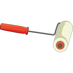 Orange Handle Paint Roller With White Roller And Red Center On Transparent Background