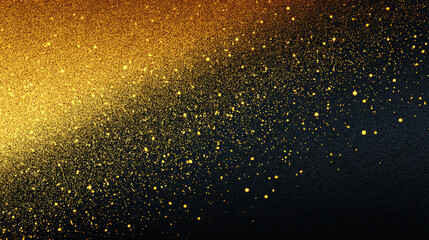 Abstract gradient particle background with glowing yellow light over retro gold and black grunge texture, distressed film effect, subtle grain noise creating a vintage cinematic and artistic digital b