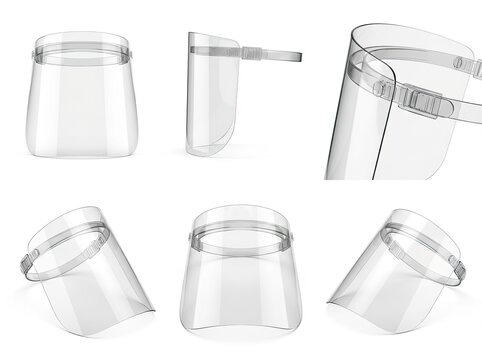 Medical face shield for virus protection on white background