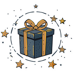 金色サプライズクリスマスギフト宝物箱がきらきら開き喜びが広がる